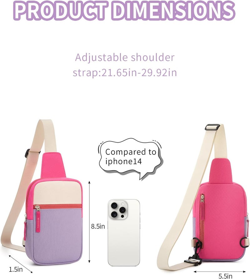 cotmcor Store Valentines Day Gifts for Kids: Fanny Pack Birthday Gift for 8 9 10 11 12 Year Old Teen Girls Trendy Stuff, Preppy Colorblock Crossbody Bag Adjustable Sling Belt Bags Purse for Travel Outdoor - Image 3
